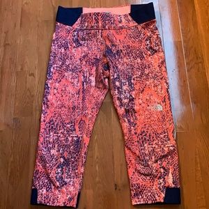 Red and Navy Blue North Face Leggings (Size S)